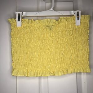 Kendall & Kylie Yellow Smocked Tube Top Cropped